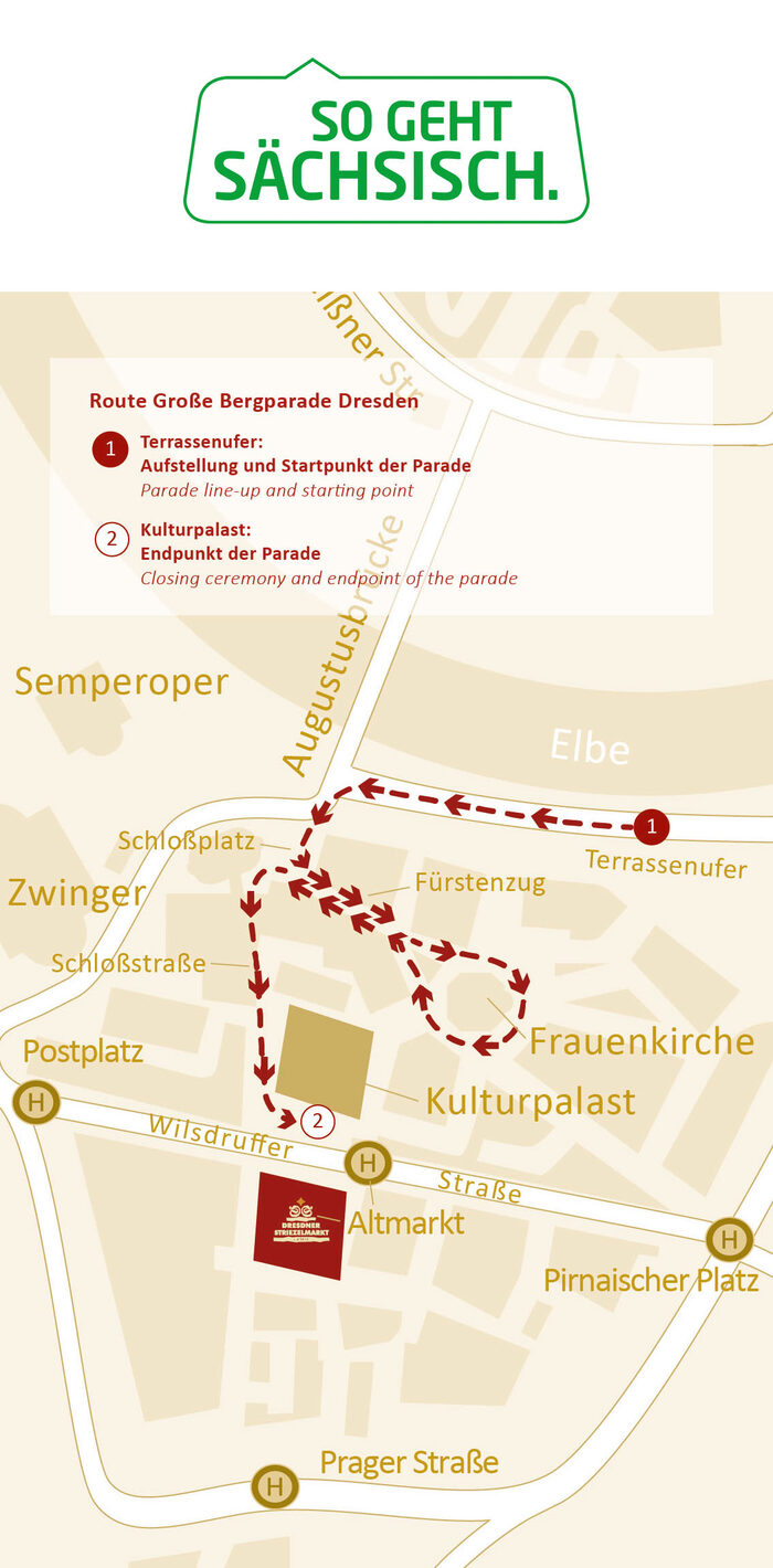 Laufroute Große Bergparade Dresden