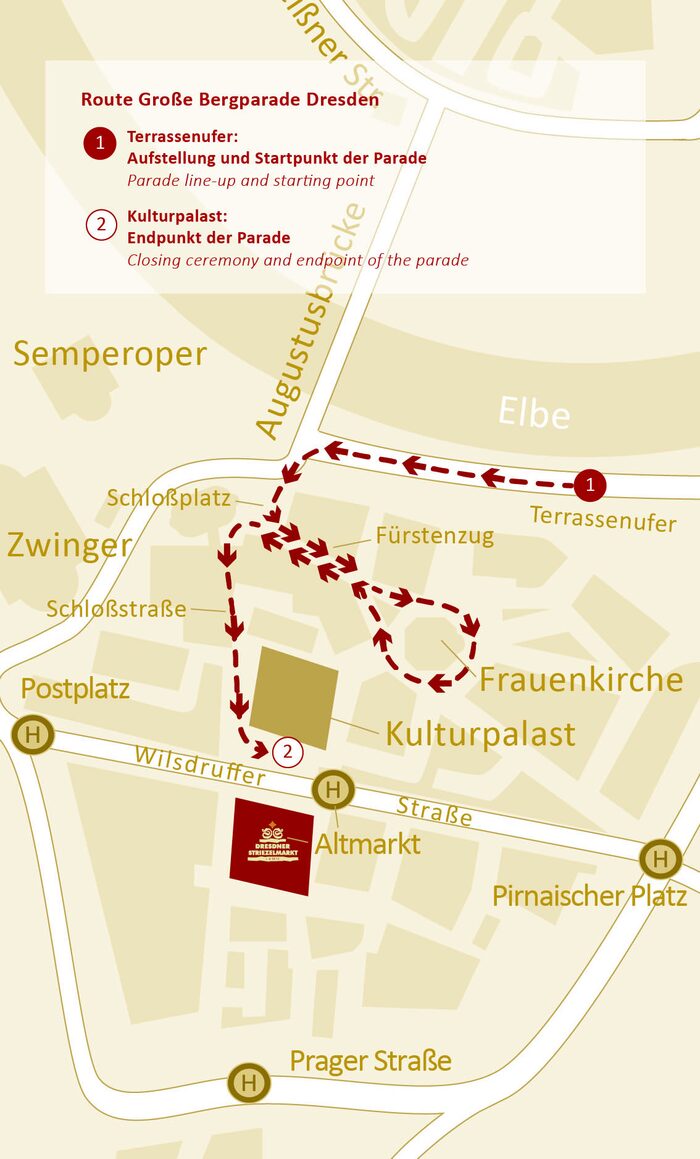 Laufroute Große Bergparade Dresden