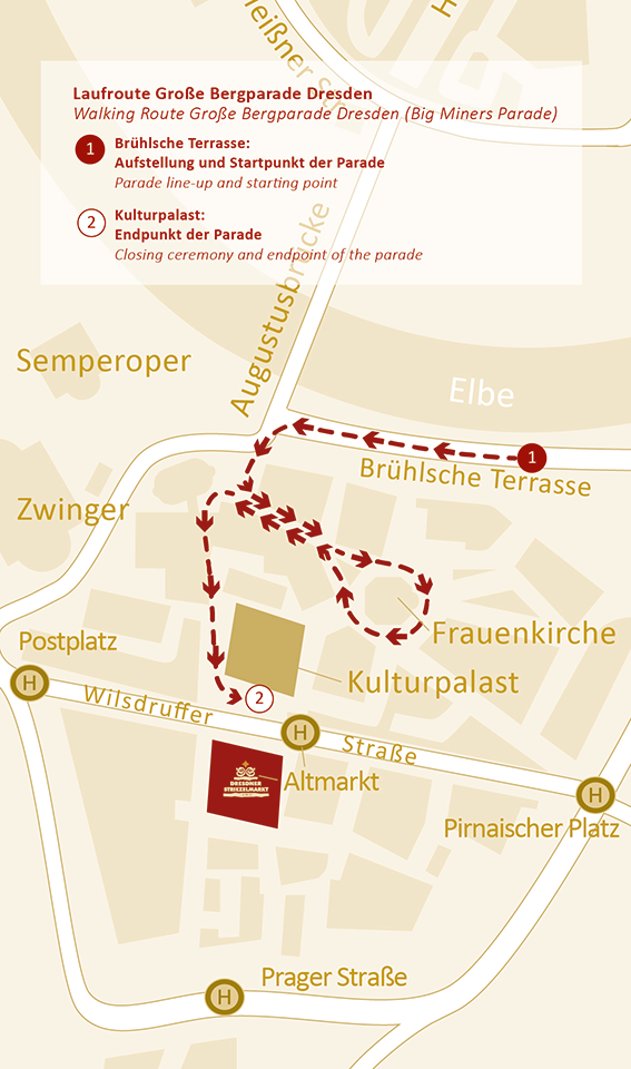 Laufroute Große Bergparade Dresden