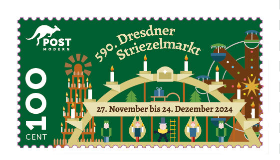 Bild der Striezelmarkt-Briefmarke 2024